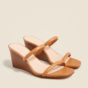 Jcrew leather stacked wedge sandal